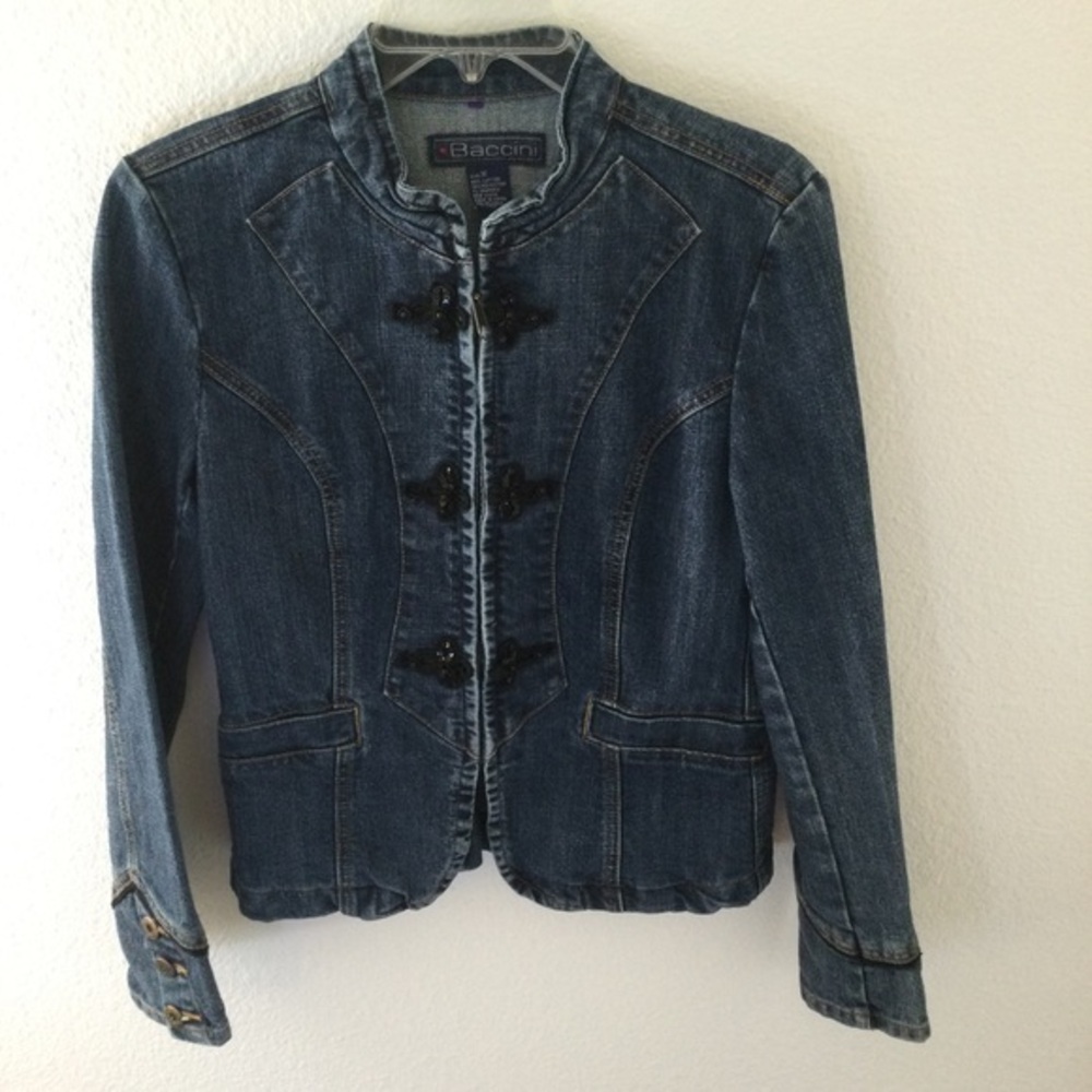 Baccini Vintage Y2K Dark Denim Zip Jacket Size Medium